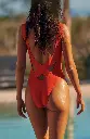 Maillot échancré et décolleté en V PAIN DE SUCRE "Yao 61" - Orange
