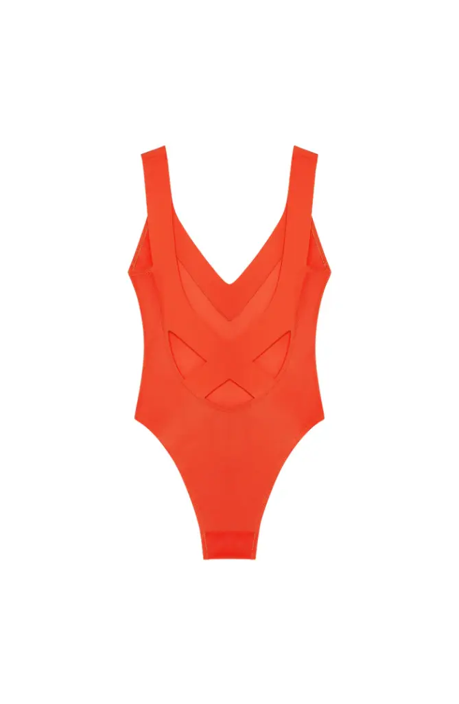 Maillot échancré et décolleté en V PAIN DE SUCRE "Yao 61" - Orange
