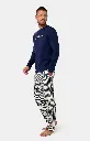 Pyjama long homme 100% coton bio ARTHUR "Randormeur" ULY - Marine RANDE25