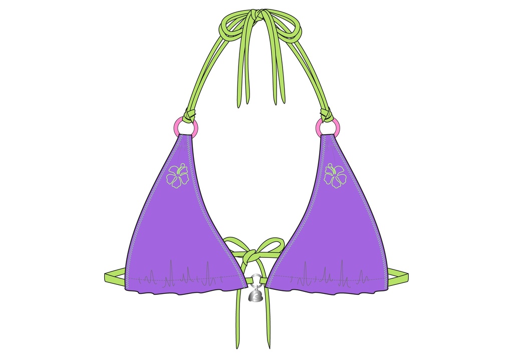 Haut de Bikini triangle avec coques sans armatures BANANA MOON "Braro Beachterry" - Lilas Vert LNG15