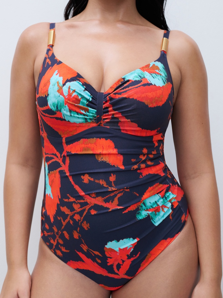 Maillot armaturé enveloppant CHANTELLE "Icon" C16VR0 - Ink Flowers A02
