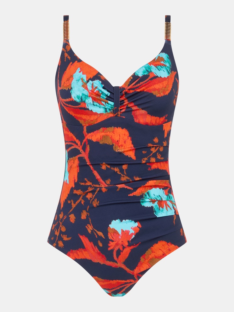 Maillot armaturé enveloppant CHANTELLE "Icon" C16VR0 - Ink Flowers A02