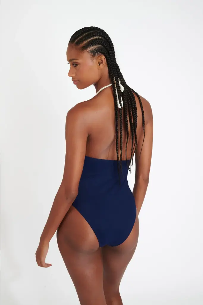 Maillot une pièce triangle coques amovibles BANANA MOON "Rosas Poway" - Marine L2306