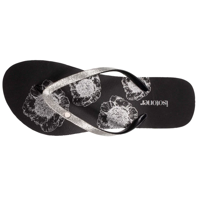 Thongs femme tige paillettes talon 4cm ISOTONER 94612 - Noir Gris AAG