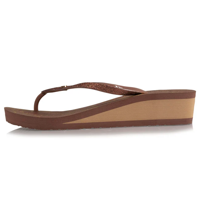 Thongs femme tige paillettes talon 4cm ISOTONER 94612 - Marron MAR