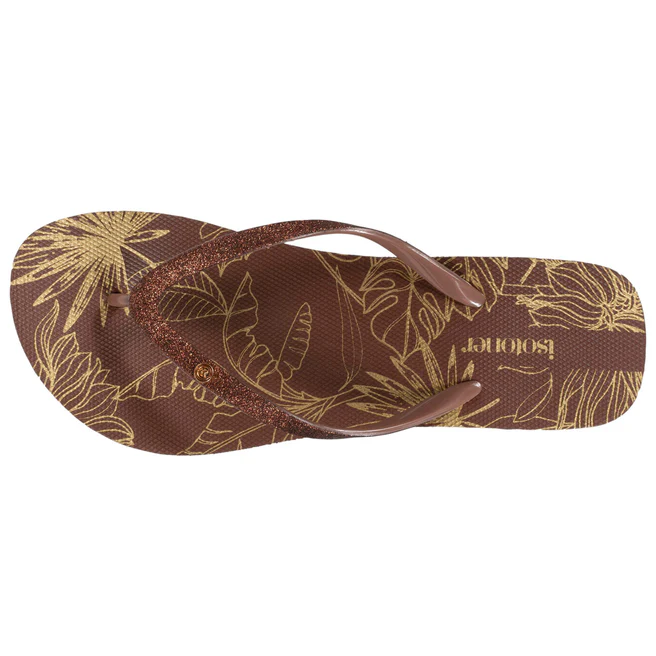 Thongs femme tige paillettes talon 4cm ISOTONER 94612 - Marron MAR