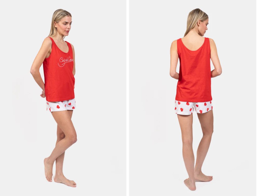 Pyjashort avec débardeur COUP DE COEUR 9EMICOEE25 - Blanc Rouge Coeur