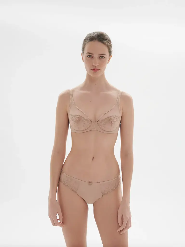 Soutien-gorge armature foulard plongeant SIMONE PERELE "Délice" 12X319 - Peau 709