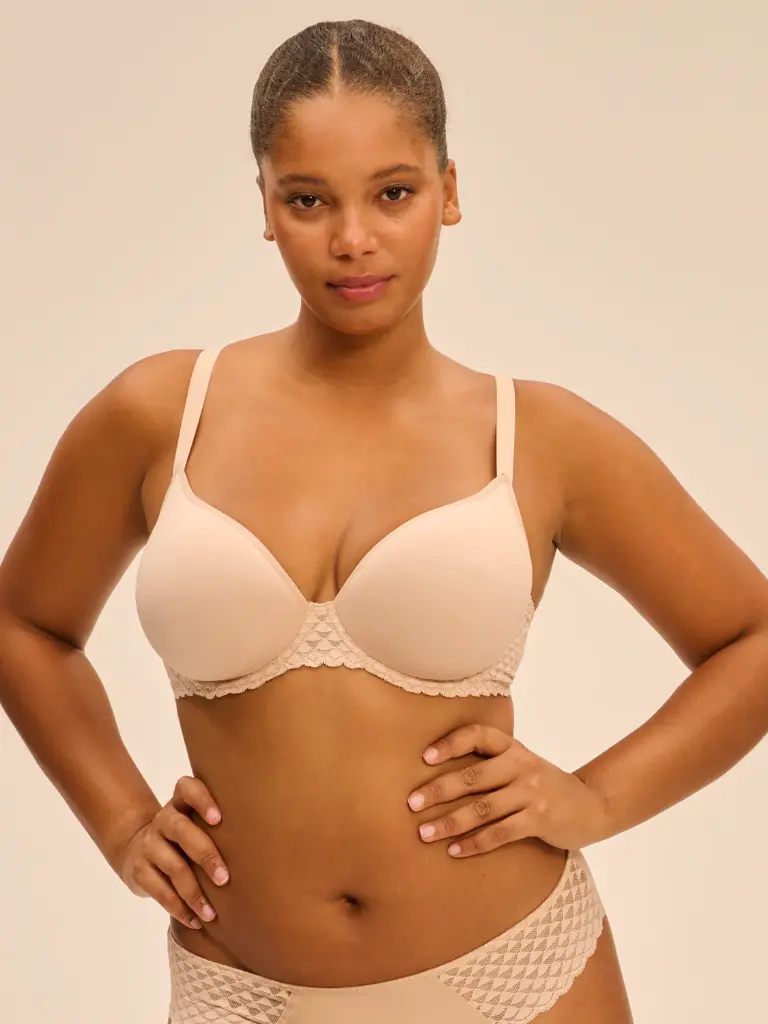 Soutien-gorge coques spacer plongeant SIMONE PERELE "Subtile" 19Y316 - Peau Rosée 739