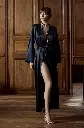 Peignoir long en soi MARJOLAINE "Tracy" 3TRA2210 - Noir 0004