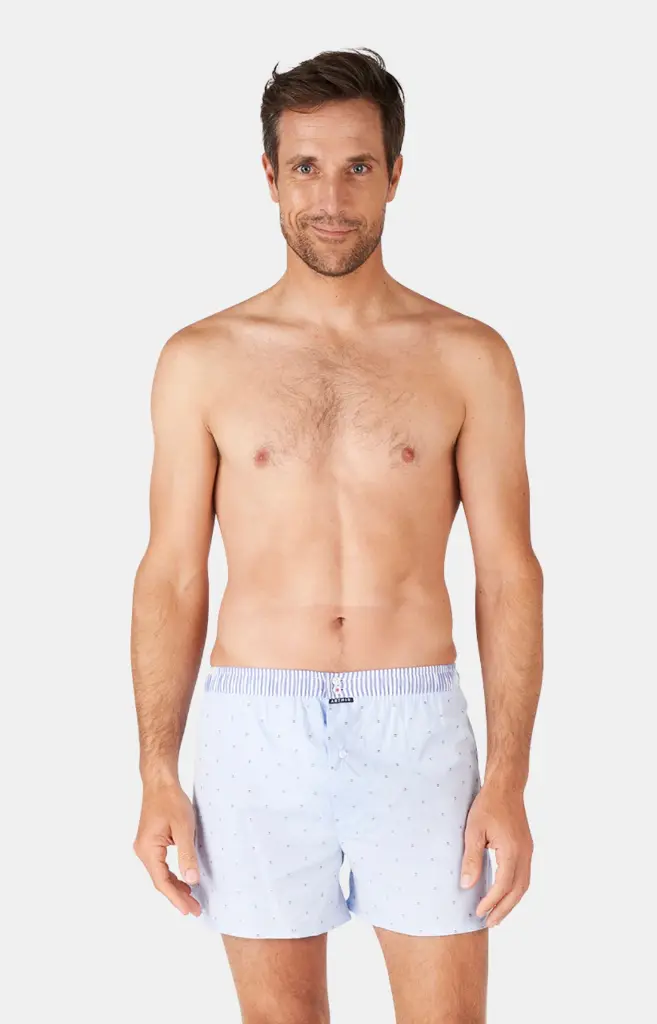 Caleçon américain homme avec maintien 100% coton bio ARTHUR "Le Club" CSP - Bleu Ciel PM006