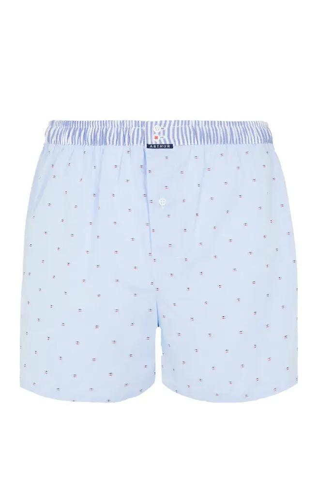 Caleçon américain homme avec maintien 100% coton bio ARTHUR "Le Club" CSP - Bleu Ciel PM006