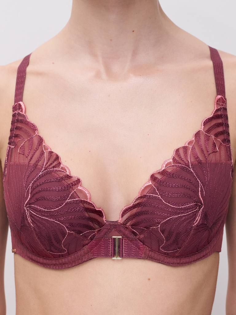 Soutien-gorge armaturé avec coques plogeant CHANTELLE "Legend" C15YNA - Sienne/Goyave B02