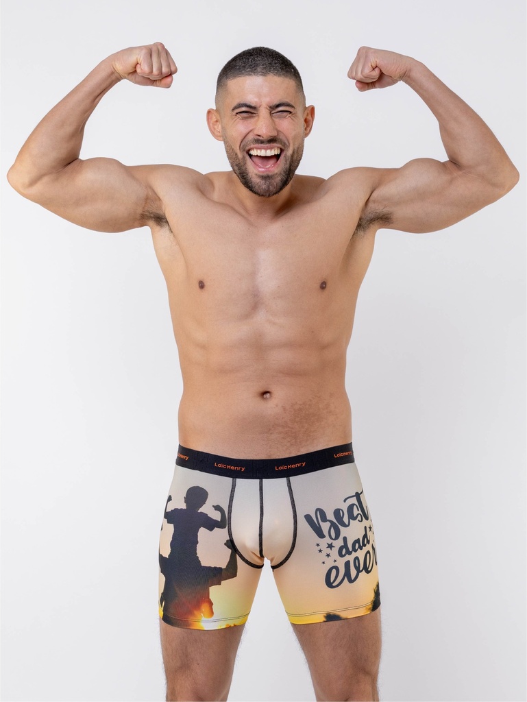 Boxer homme fantaisie microfibre avec maintien intérieur LOIC HENRY "Identity" KBI106X - Best Dad