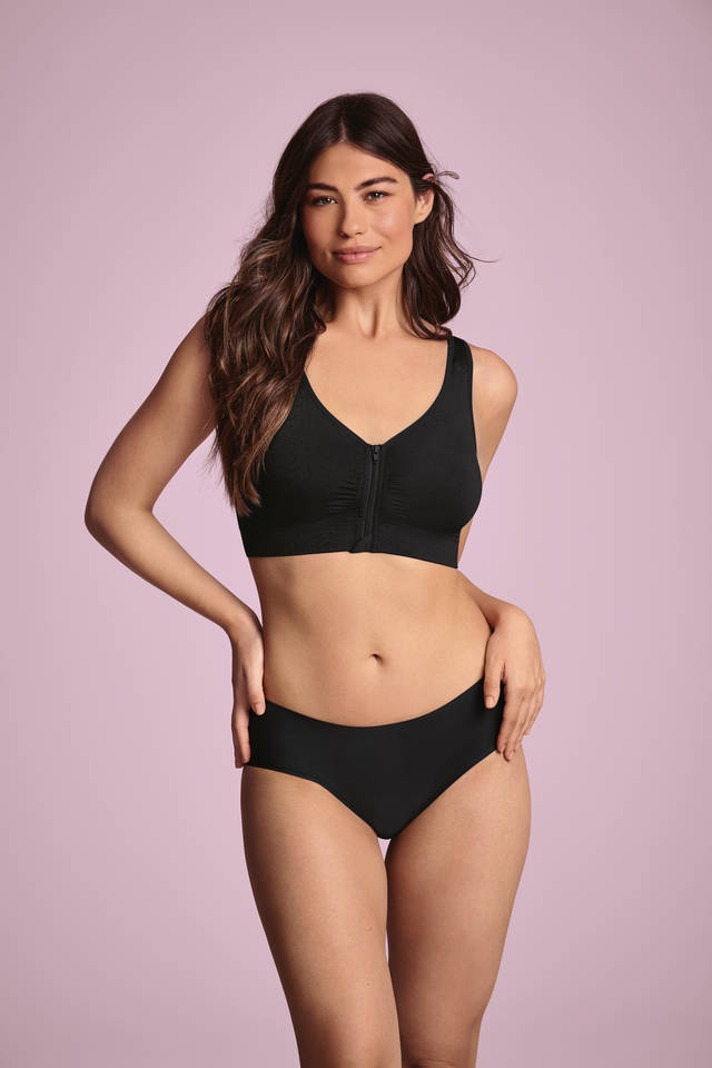 Brassière pour prothèses sans coutures à tirette ANITA CARE "Lynn" 5768X - Noir 001