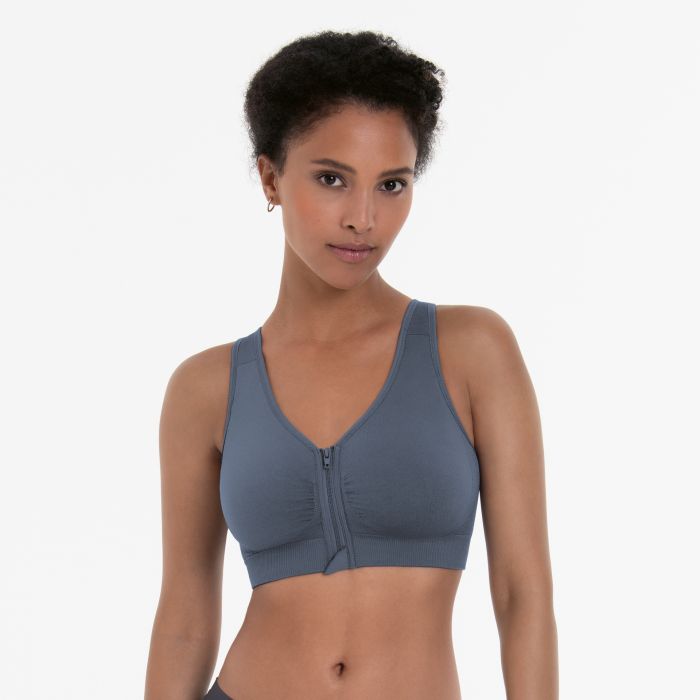 Brassière pour prothèses sans coutures à tirette ANITA CARE "Lynn" 5768X - Gris Obscur 469