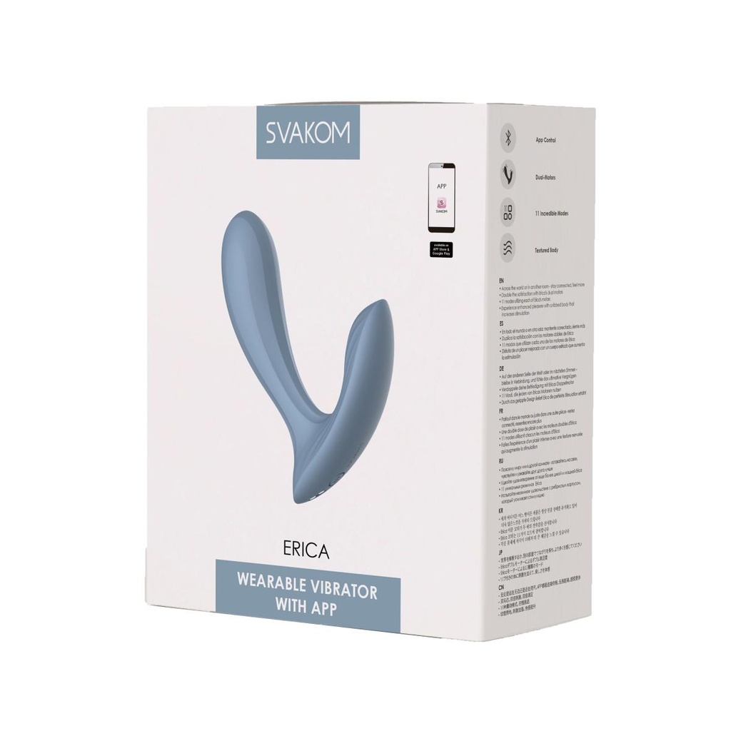 Vibromasseur contrôlé via app & double stimulation SVAKOM "Erica" - Bleu 