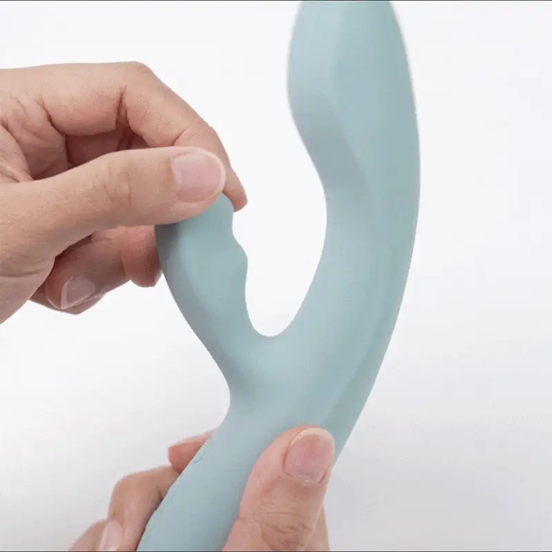 Vibromasseur contrôlé via app & double stimulation & tête chauffante SVAKOM "Chika" - Bleu Turquoise