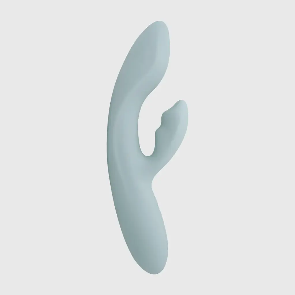 Vibromasseur contrôlé via app & double stimulation & tête chauffante SVAKOM "Chika" - Bleu Turquoise