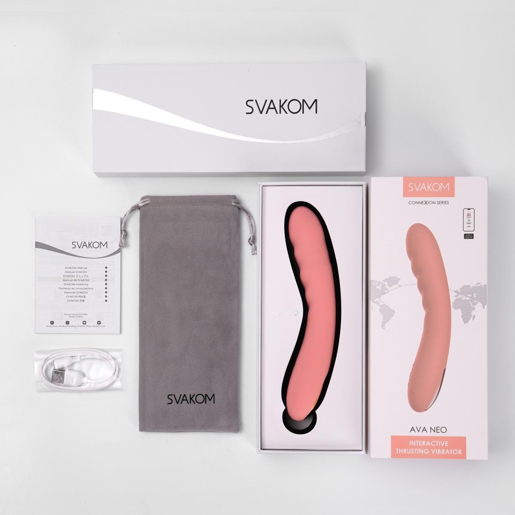 Vibromasseur contrôlé via app & connection aux films X & mouvements de poussé SVAKOM "Ava Neo" - Peach