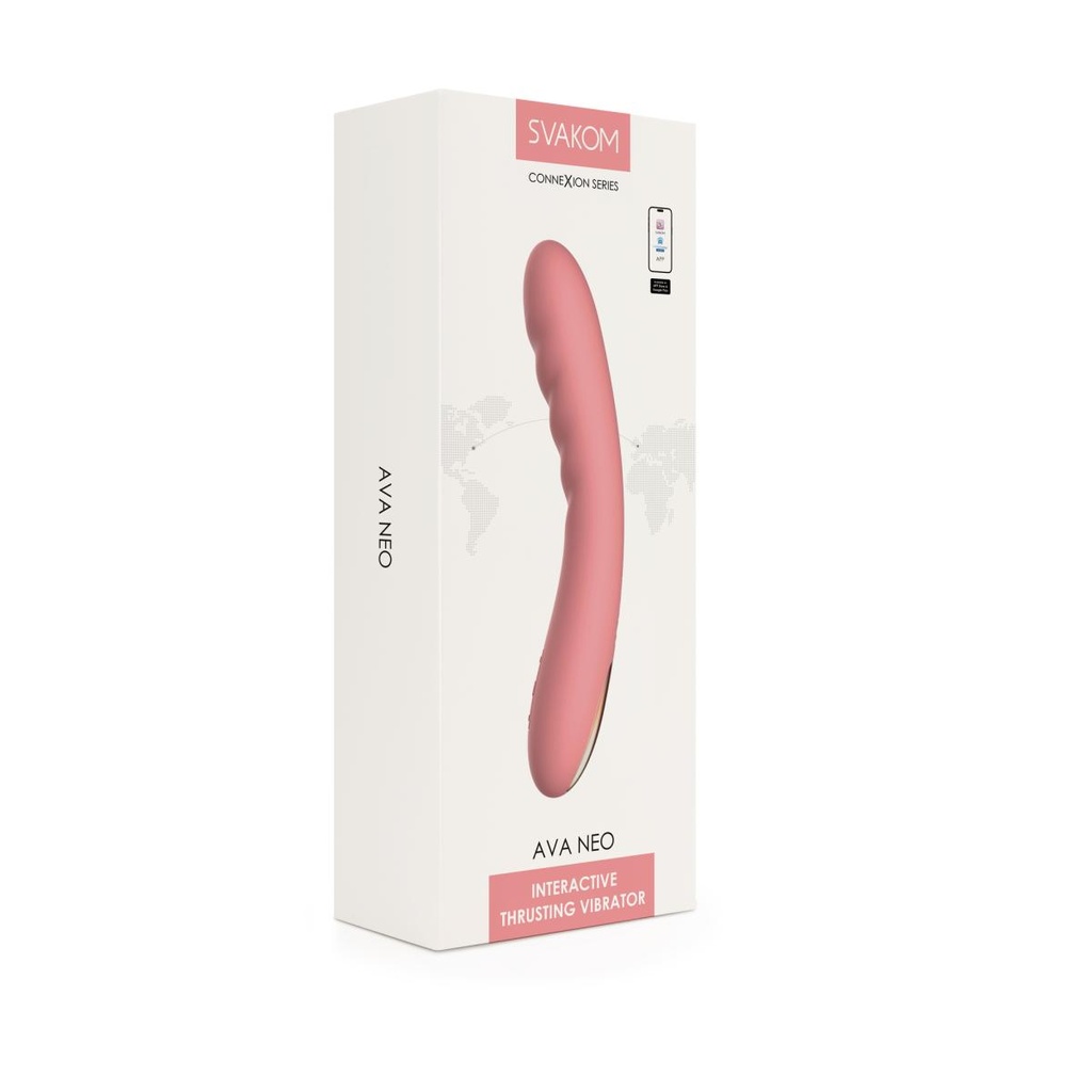 Vibromasseur contrôlé via app & connection aux films X & mouvements de poussé SVAKOM "Ava Neo" - Peach