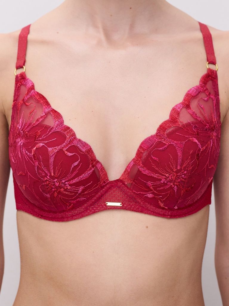 Soutien-gorge coque plongeant CHANTELLE "Fleurs" C12M20 - Pomme d'Amour B01