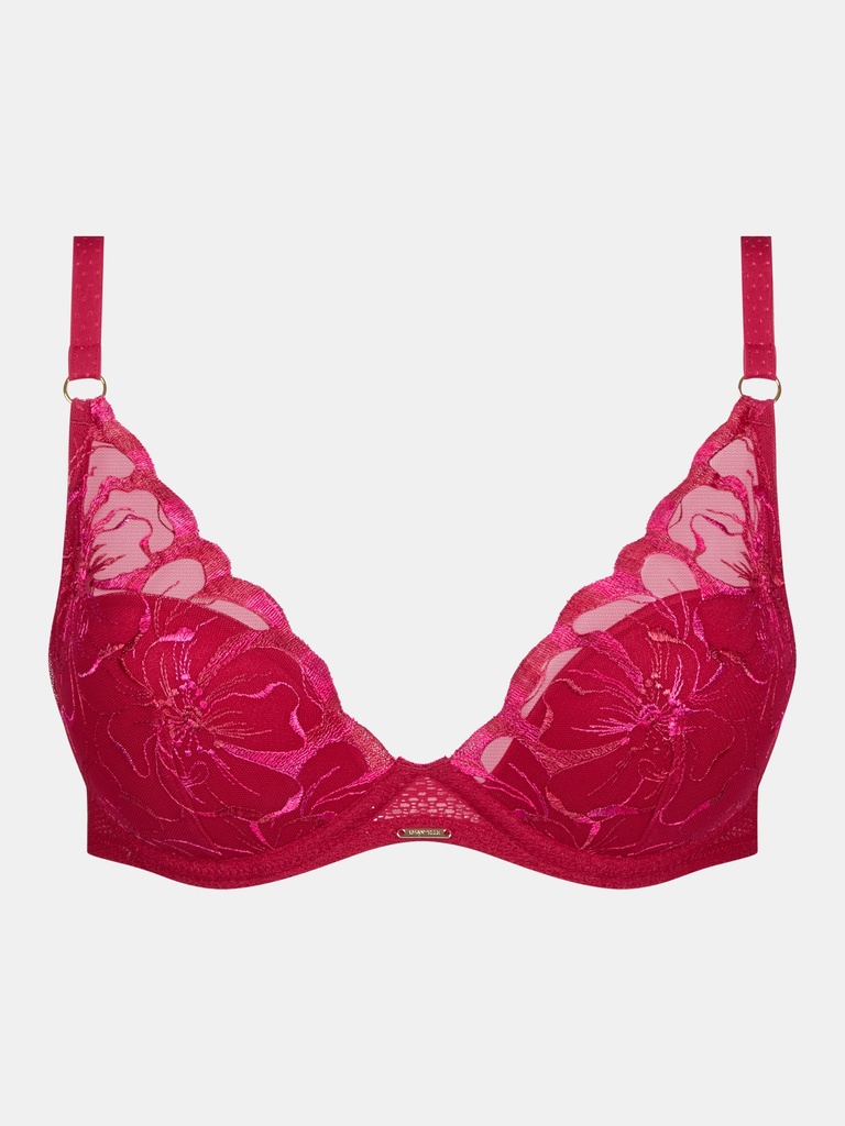 Soutien-gorge coque plongeant CHANTELLE "Fleurs" C12M20 - Pomme d'Amour B01