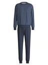 Pyjama long homme avec bord élastique 100% coton bio CALIDA "Relax Imprint" 47985 - Insignia Blue 407