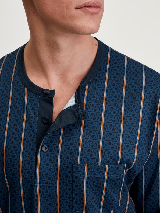 Chemise de nuit homme 100% coton bio CALIDA "Relax Imprint" 37685 - Insignia Blue 407