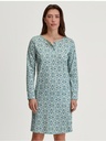 Chemise de nuit dame longues manches 100cm 100% coton bio CALIDA "Flower Nights" 36154 - Soft Green 603