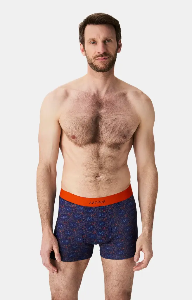Boxer homme coton bio ARTHUR "Vélo" MAC - Marine Multi VELOPMT