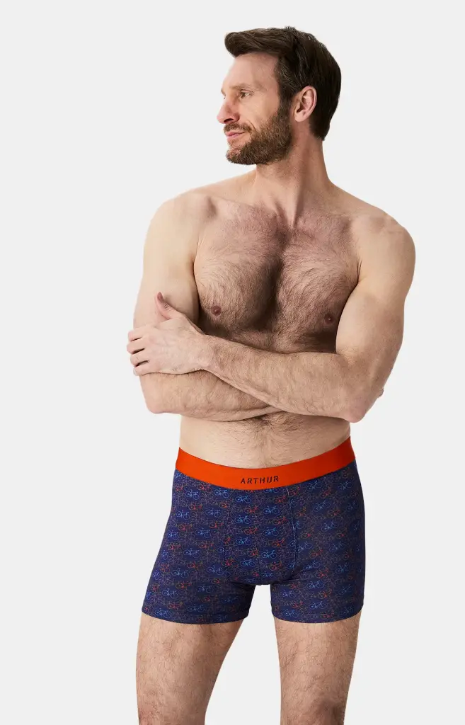 Boxer homme coton bio ARTHUR "Vélo" MAC - Marine Multi VELOPMT