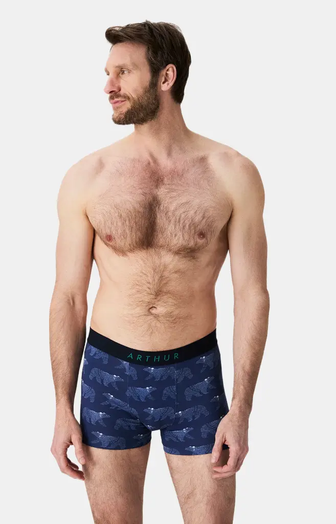 Boxer homme coton bio ARTHUR "Nuit Polaire" MAC - Marine POLAH25