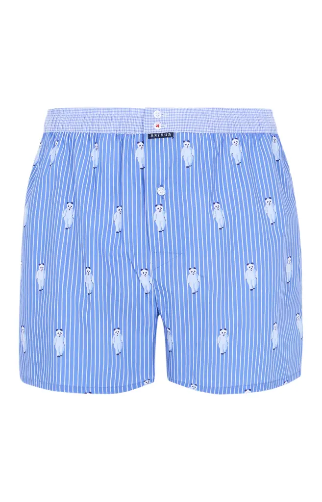 Caleçon américain homme avec maintien 100% coton bio ARTHUR "Le Club" CSP - Bleu Roi Pandastique 1189H25