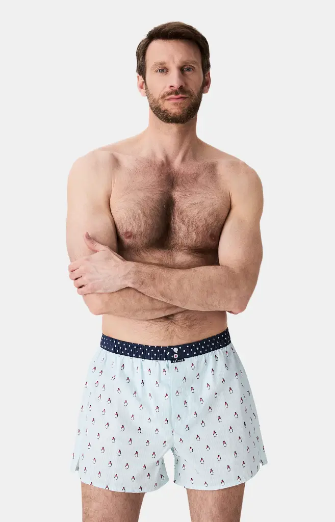 Caleçon américain homme avec maintien 100% coton bio ARTHUR "Le Club" CSP - Bleu Lagon 1174H25