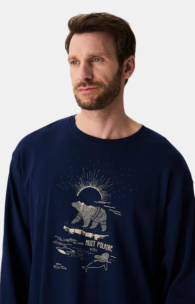 Chemise de nuit homme TU maxi T-shirt ARTHUR "Nuit Polaire" MSW - Marine POLAH25