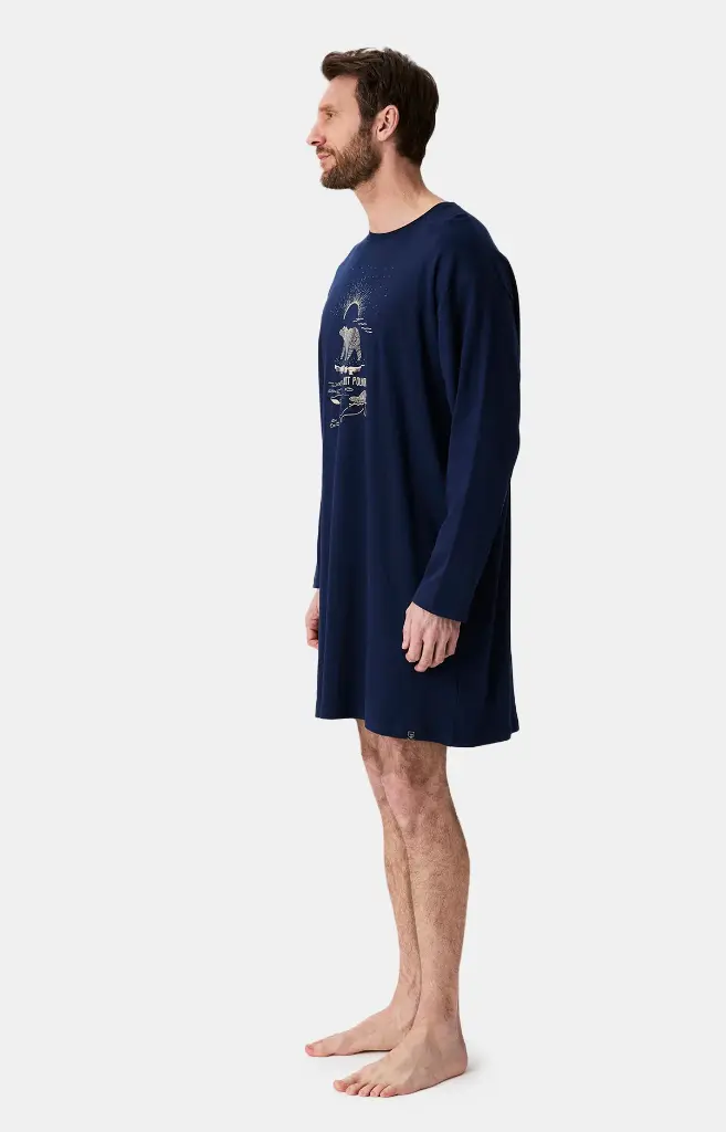 Chemise de nuit homme TU maxi T-shirt ARTHUR "Nuit Polaire" MSW - Marine POLAH25