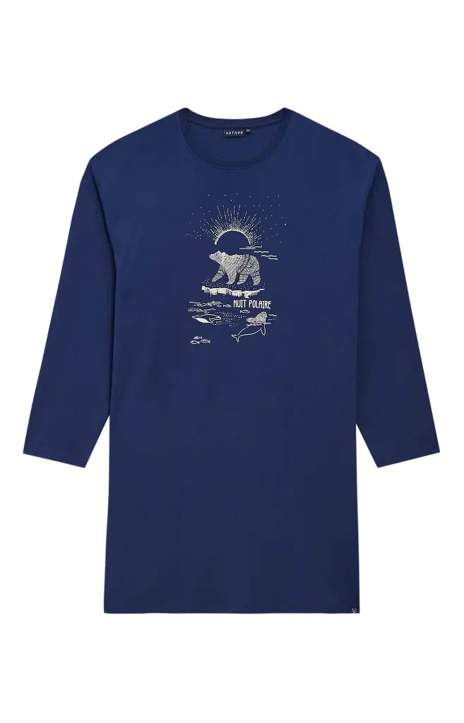 Chemise de nuit homme TU maxi T-shirt ARTHUR "Nuit Polaire" MSW - Marine POLAH25
