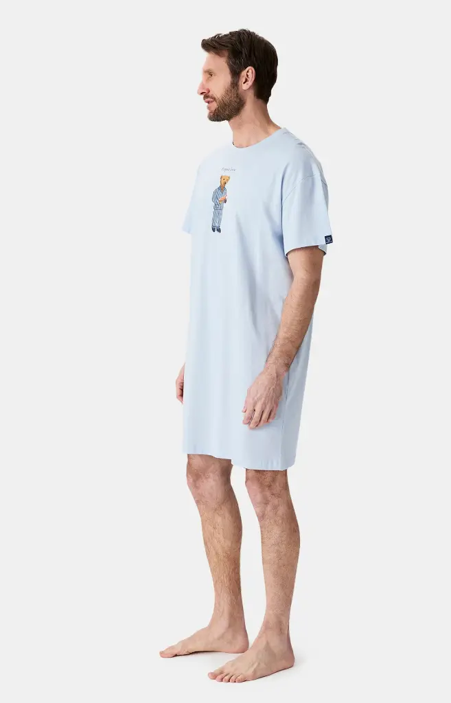 Chemise de nuit homme TU maxi T-shirt ARTHUR "Esprit Livre" MTU - Bleu Ciel BOOKH25