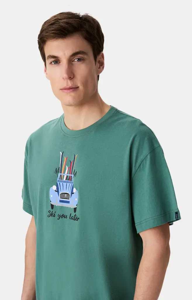 Chemise de nuit homme TU maxi T-shirt ARTHUR "Ski You Later" MTU - Vert 2CVCH25