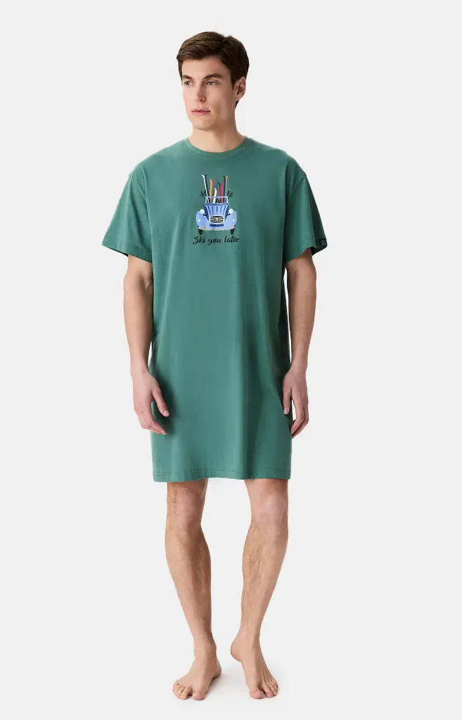 Chemise de nuit homme TU maxi T-shirt ARTHUR "Ski You Later" MTU - Vert 2CVCH25