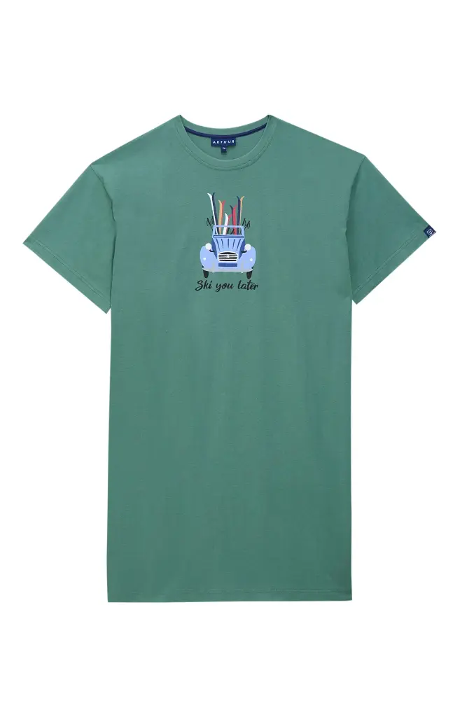 Chemise de nuit homme TU maxi T-shirt ARTHUR "Ski You Later" MTU - Vert 2CVCH25