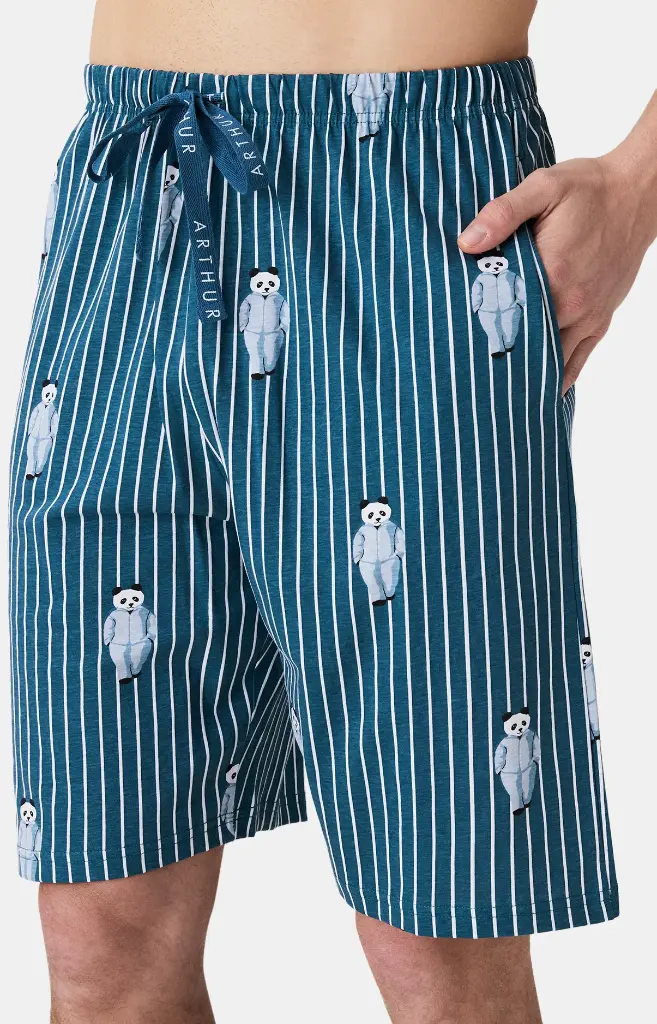 Pyjama short homme 100% coton bio ARTHUR "Pandastique" PAU - Canard PANDH25