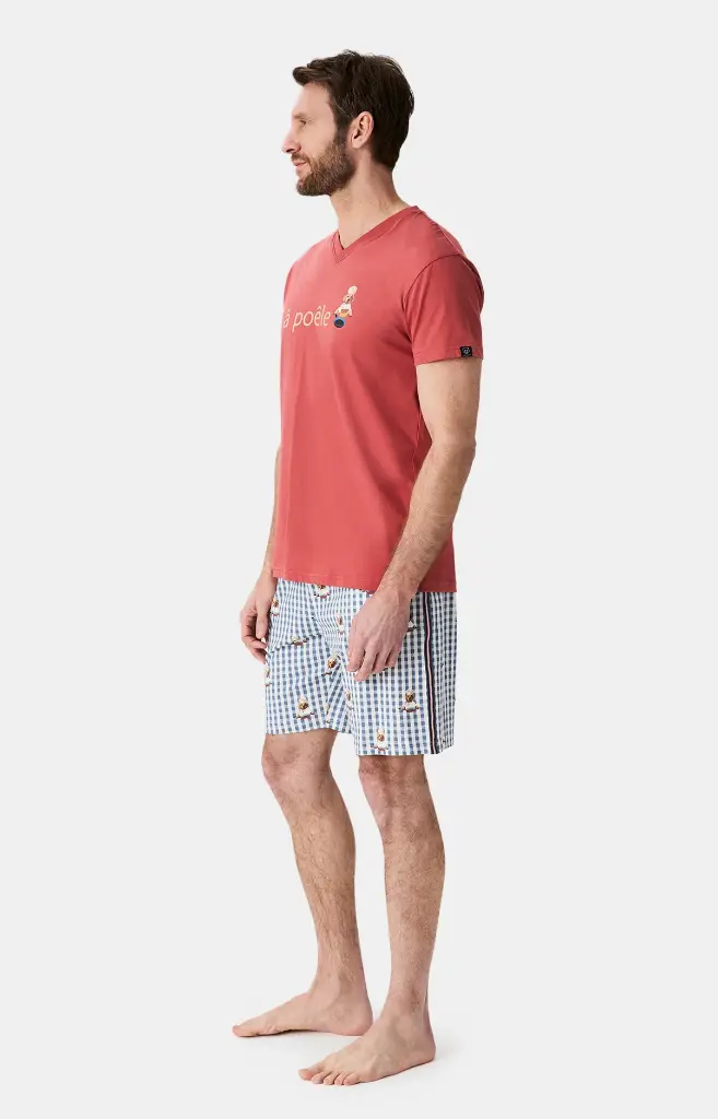 Pyjama short homme 100% coton bio ARTHUR "A poêle" PAU - Gris CHEFH25