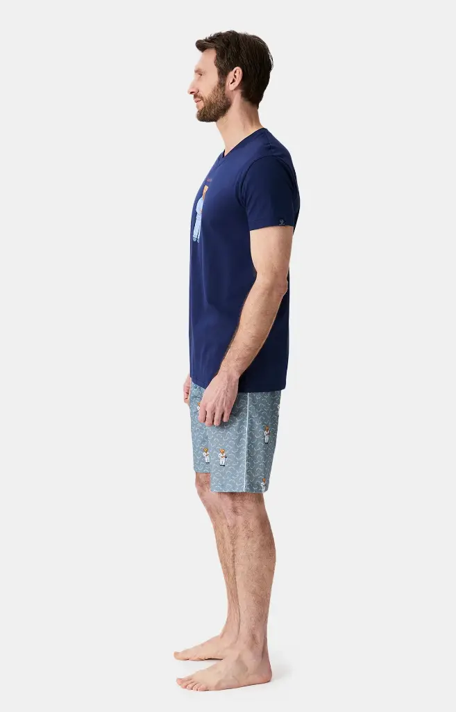 Pyjama short homme 100% coton bio ARTHUR "Esprit Livre" PAU - Gris BOOKH25
