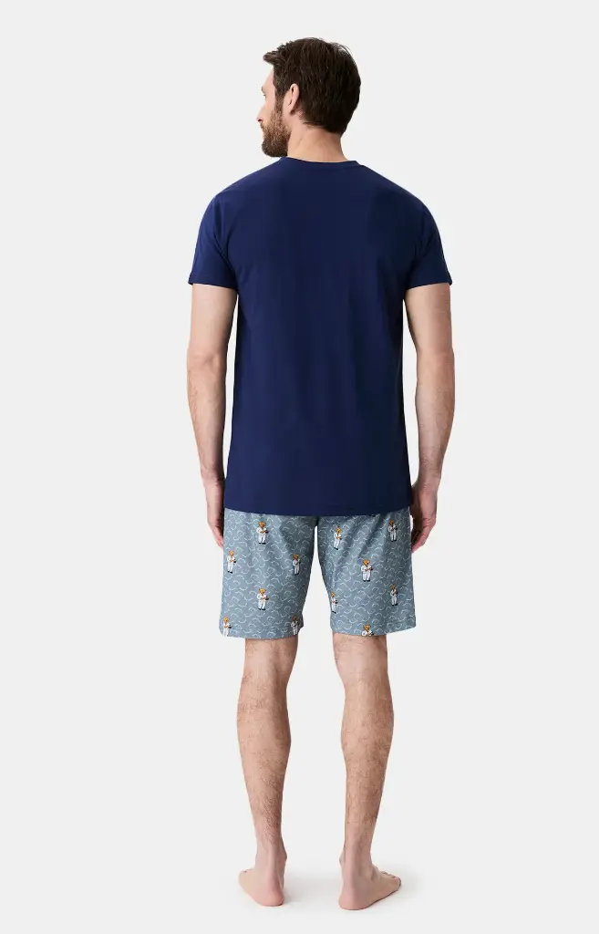 Pyjama short homme 100% coton bio ARTHUR "Esprit Livre" PAU - Gris BOOKH25