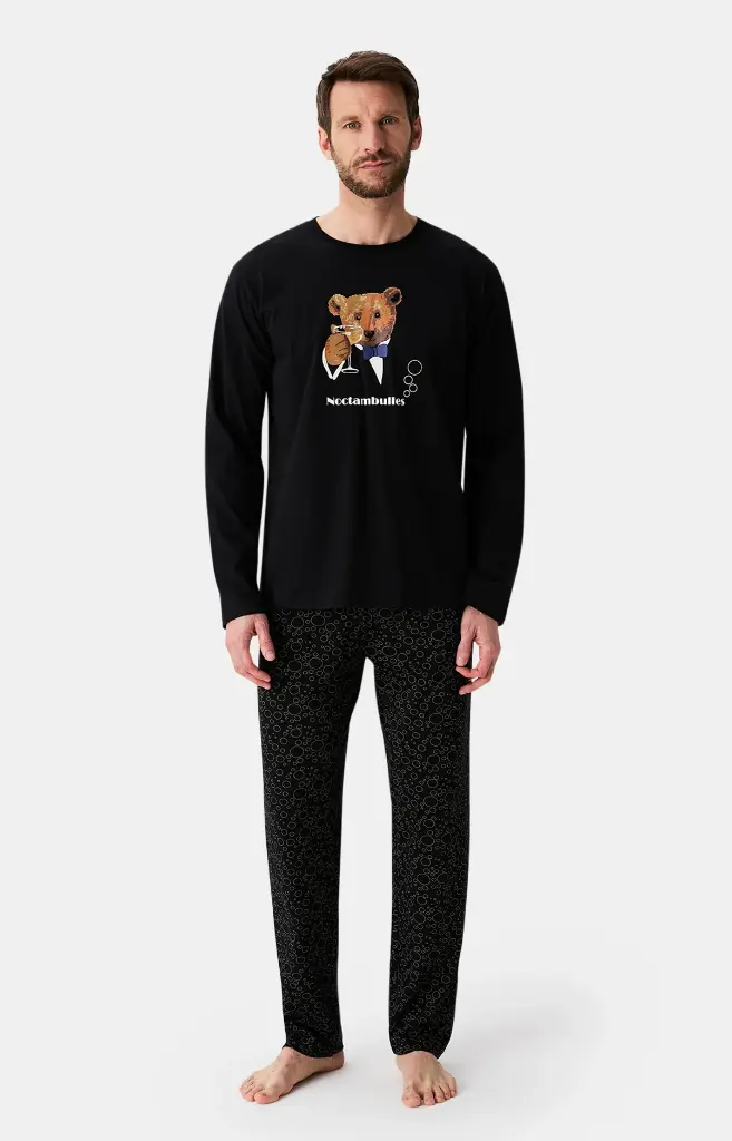 Pyjama long homme ARTHUR "Noctambulles" ZAC - Noir CHAMH25