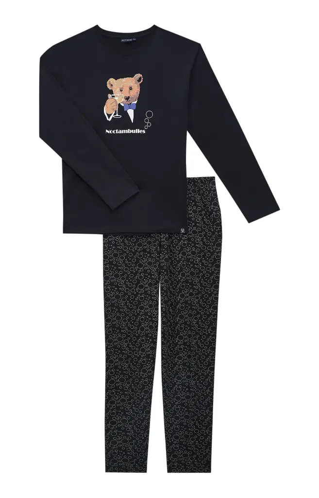 Pyjama long homme ARTHUR "Noctambulles" ZAC - Noir CHAMH25