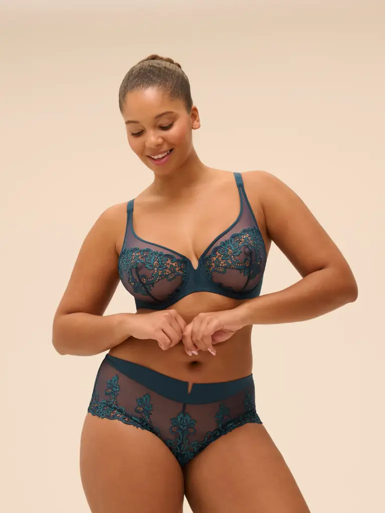 Soutien-gorge armature foulard SIMONE PERELE "Saga" 15C319 - Bleu Prestige 595
