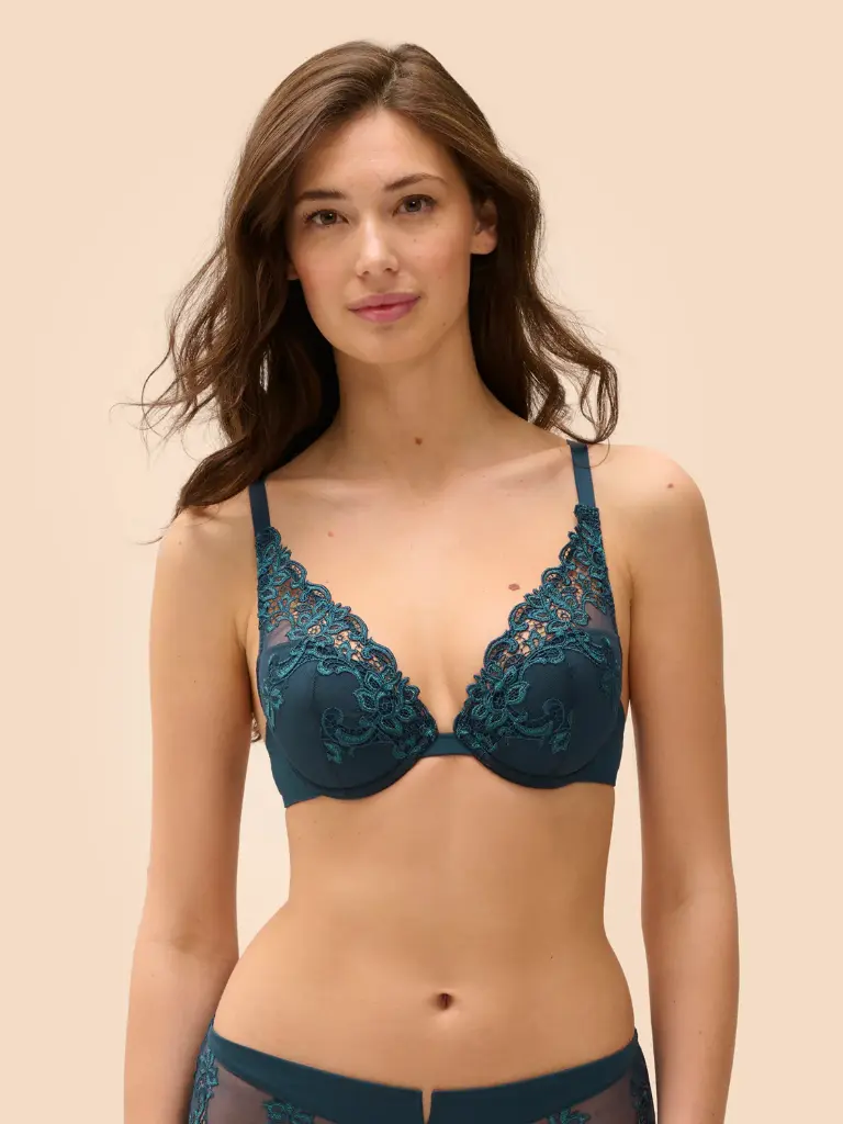 Soutien-gorge push-up triangle SIMONE PERELE "Saga" 15C347 - Bleu Prestige 595